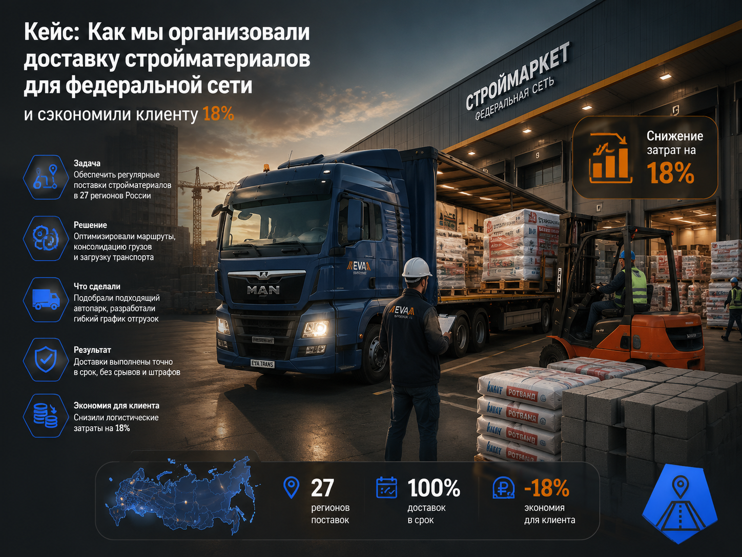 Как мы доставили стройматериалы для федеральной сети и сэкономили 18%