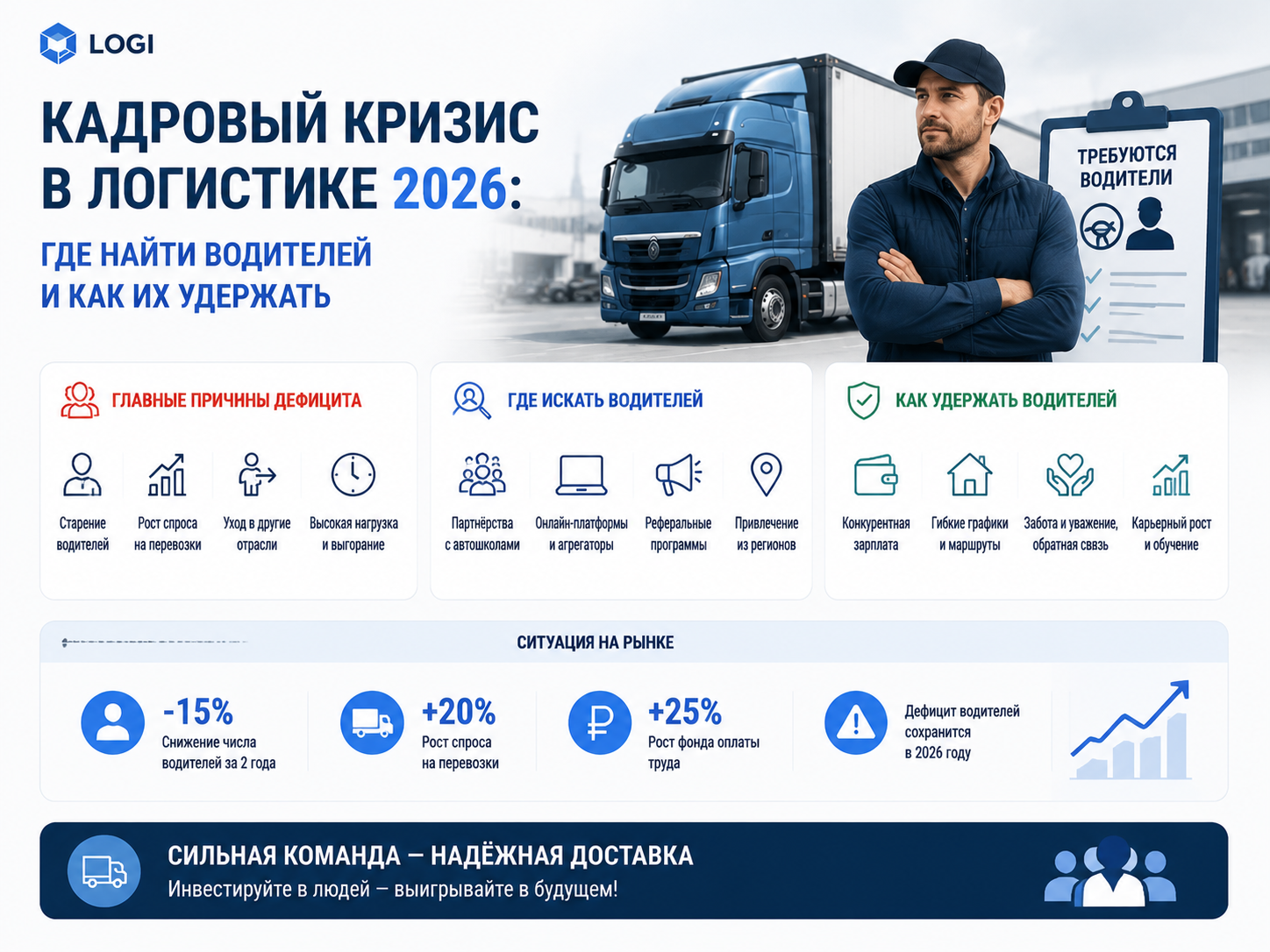 Кадровый кризис в логистике 2026: где найти водителей?
