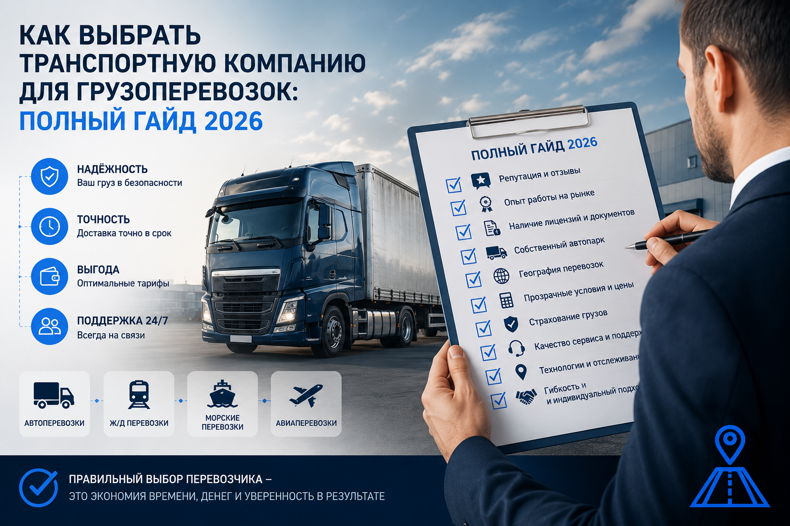 Как выбрать транспортную компанию для грузоперевозок: полный гайд 2026